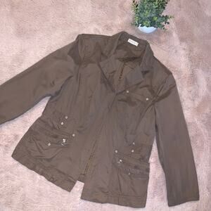 Bonita German Brown Faux Suede Open Front Moto-Style Jacket Size: 44